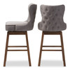 Baxton Studio Gradisca Grey Button-Tufted Upholstered Swivel Barstool, PK2 129-7073